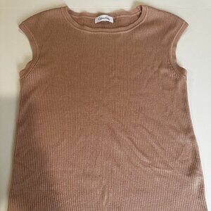 Calvin Klein Women's Short Sleeve Light Pink/Peach Ribbed Knit Top